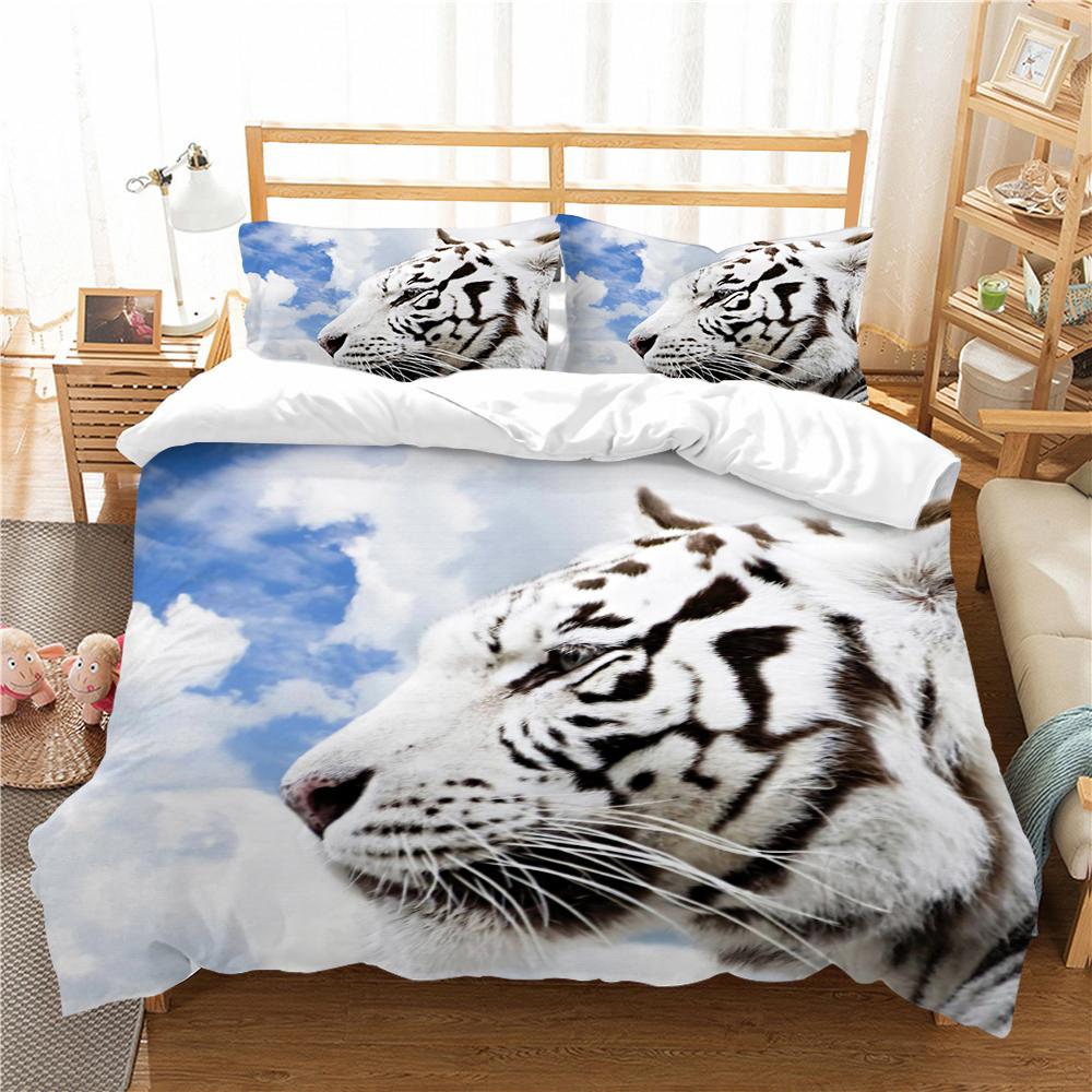 

Постельное белье с тигром, 3D-печать, пуховое одеяло и наволочка с перьями животных, комплект постельного белья для спальни, односпальная кровать, полноразмерное украшение для дома Baby 100x135cm