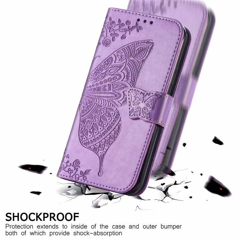 For Samsung Galaxy S21 S22 S23 S25 FE S26 Edge Ultra Plus Pro Case Flip Leather Wallet Cover Card Holder Cute Butterfly