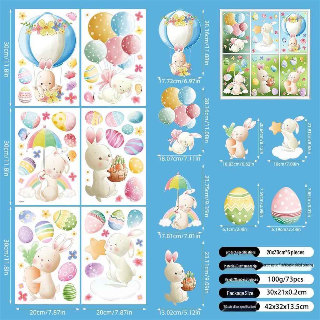 2026 Easter Thick Paint Colorful Rabbit PVC Window Stickers