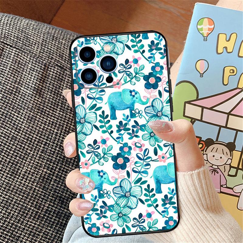 Cute Elephant Phone Case For iPhone 16 Pro Max 15 14 11 12 13 Pro Max Mini XR 16e 16 15 Plus Bumper Cover
