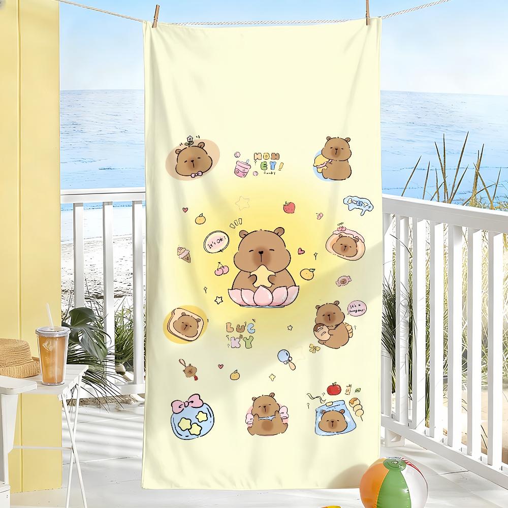 Cartoon Capybara Cute Towel Soft Pool Gift For Travel Gym Shower Camping Quick Dry Sports Large Beach Towels