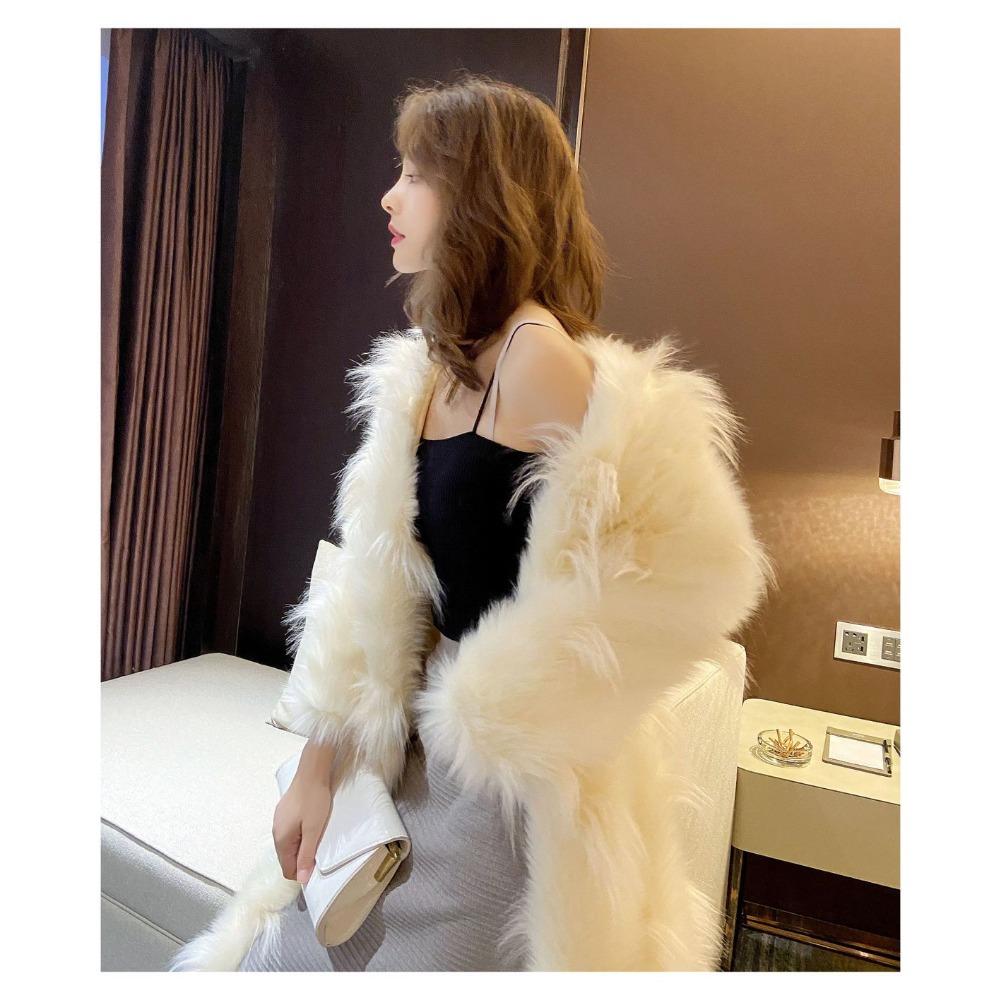 Autumn and Winter New Thick Imitation Fox Fur Women's Fur Coat Mid-length Coat Long Sleeve Long Fur Warm Coat