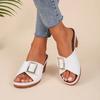 Fashion 2025 Metal Buckle Slippers Flats Platform Flip Flops Shoes Female Summer Beach Sandals Fashion New Casual Open Toe Slides