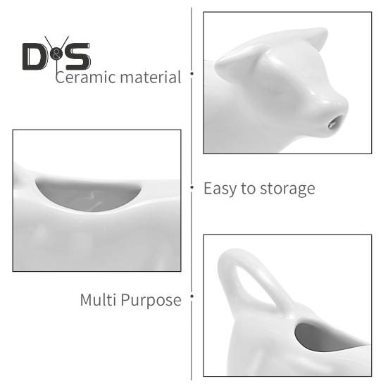 Urcior din ceramică pentru smântână, ulcior de lapte în formă de vacă, pentru cafea, ceai, ciocolată caldă, design animal drăguț, ușor de curățat, accesoriu pentru masă de bucătărie