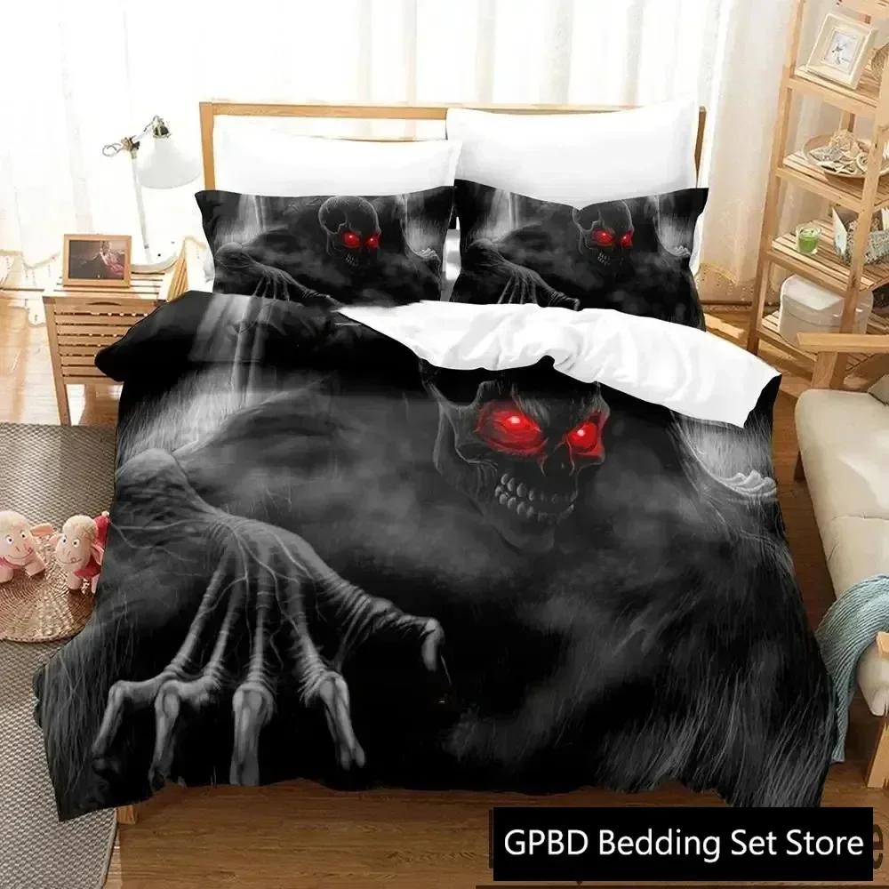Luxury New 3D Print Dark Grim Reaper  Bedding Set Boys Girls Twin Queen King Size Duvet Cover Bed Boys Adult Home Textileextile