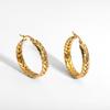 Trendy Geometric Wheat Ear Hoop Earrings: 18K Stainless Steel Circle Jewelry for Women