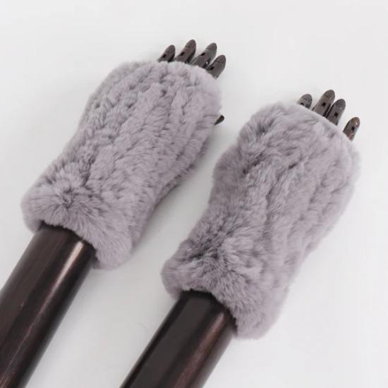 New Arrival Female Natural Rabbit Fur Gloves Knitted Warm Real Rex Rabbit Fur Mittens Women Winter Outdoor Rex Rabbit Fur Gloves