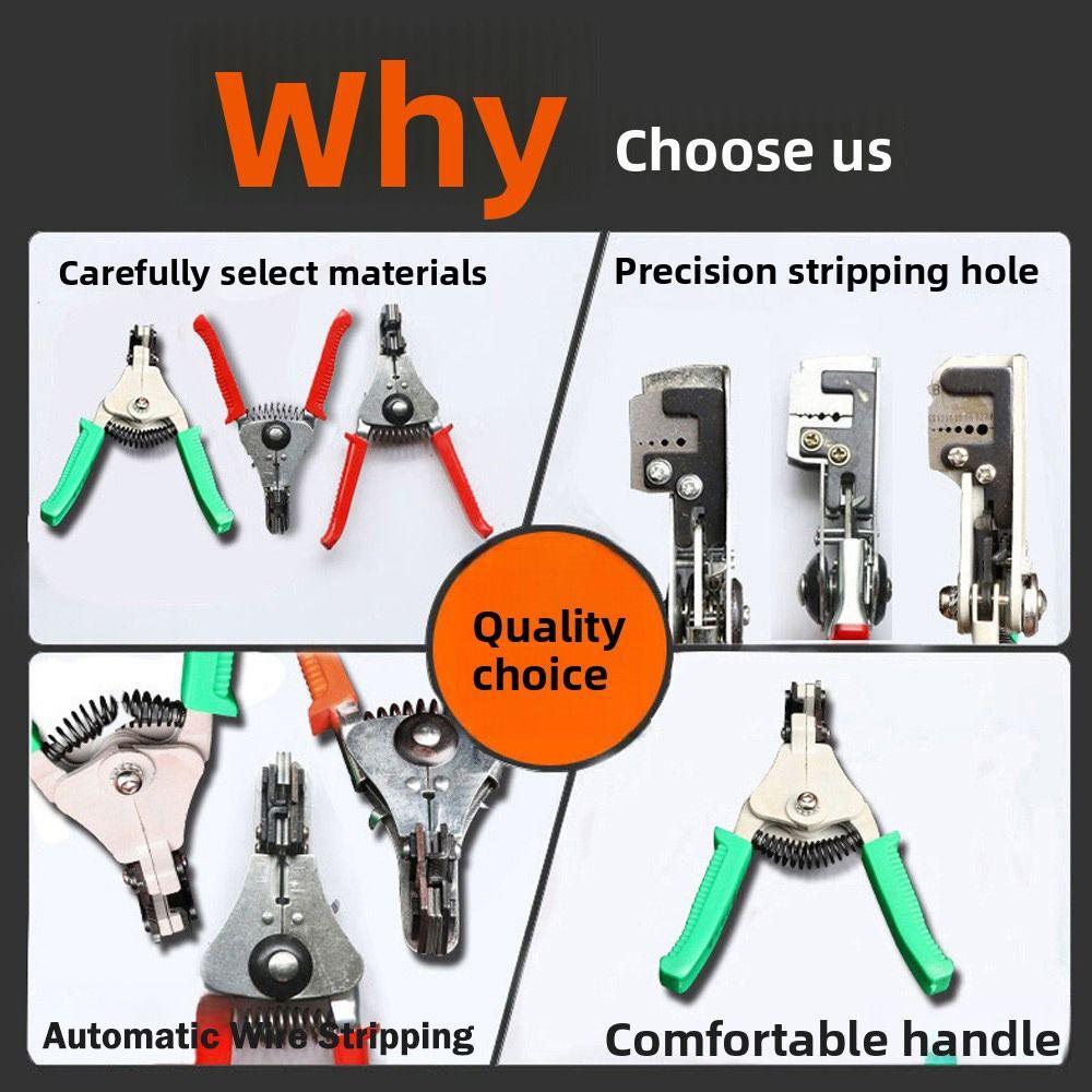 Steel Automatic Cable Stripper Red&Silver Stripping Pliers Wire Stripper  Cable Installation