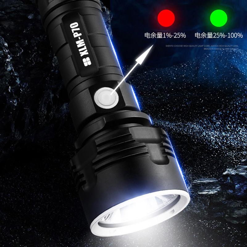 Super Powerful LED Flashlight L2 XHP70 Tactical Torch USB Rechargeable Linterna Waterproof Lamp Ultra Bright Lantern Camping