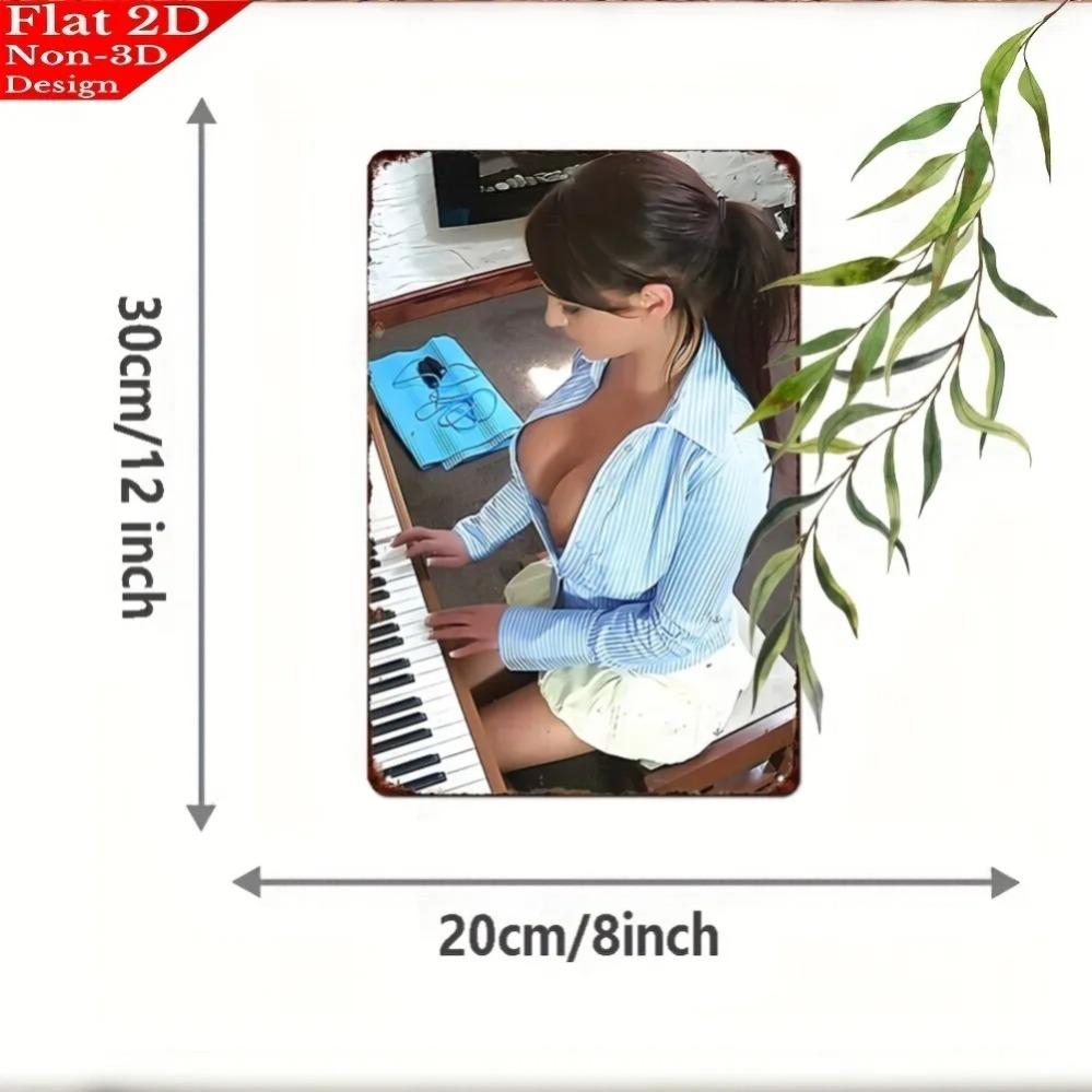 

Vintage Metal Wall Art Piano Decor Frameless 8x12 Inch Home Office Gift 20x30cm білий