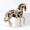Delicate Cartoon Horse Brooch with Rhinestones Embellishments Enamel Animal Shaped Lapel Pin Accessory