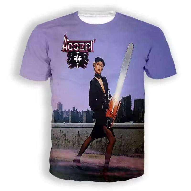 Vintage Men's T-shirt Classic Band Accept 3D Printed T Shirts Man Women Hip Hop Short Sleeve Tee Fashion Street Men Top Clothing