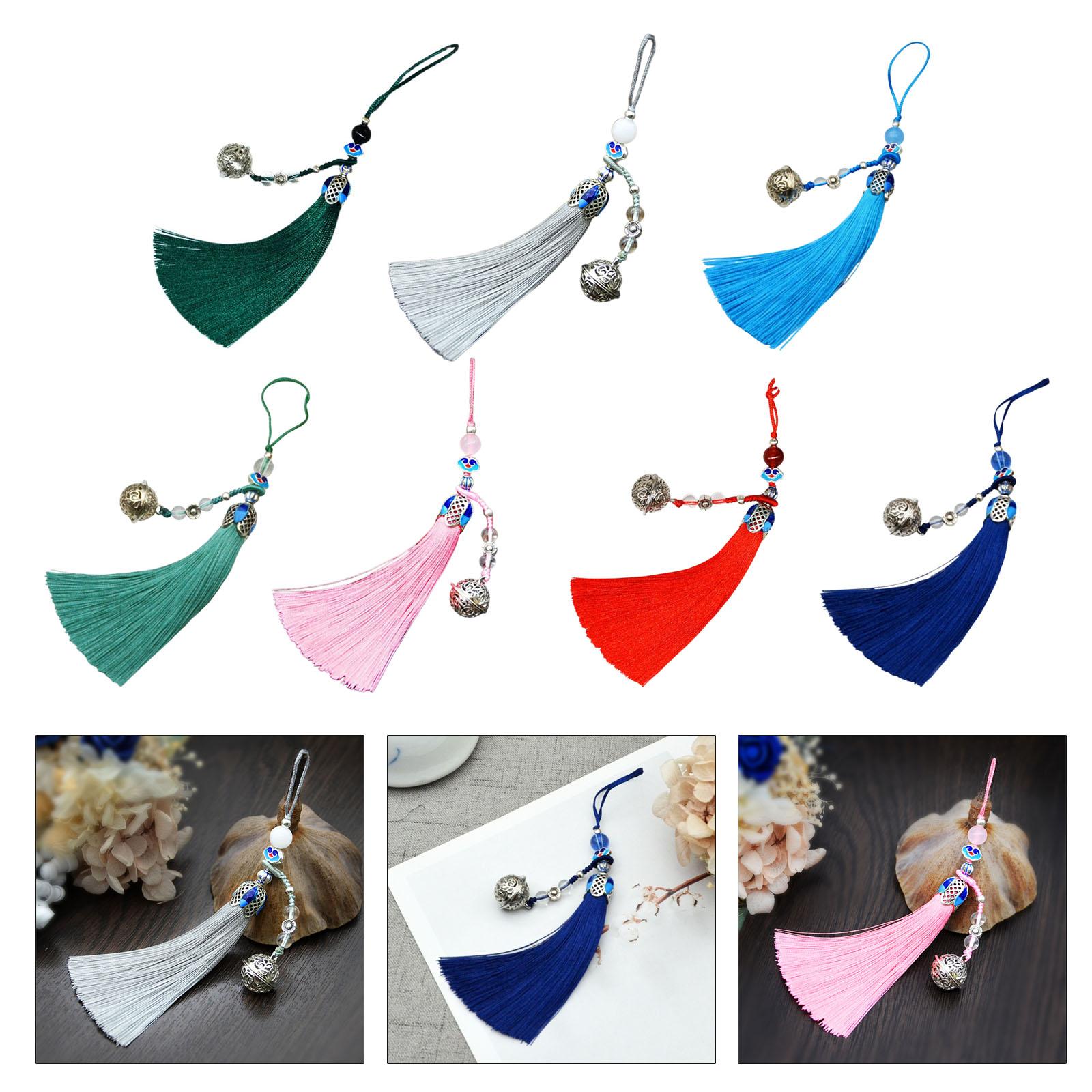 

Elegant Traditional Style Bell Pendant with Soft Tassels Keychain Hanging Charm Unique Fashion Accessory Gift for Women королівський синій колір