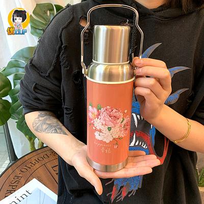 

304 Stainless Steel Vintage Thermos Flask, Large Capacity, Nostalgic, Retro Hot Water, Tea Bottle, Household 600ML оранжевый