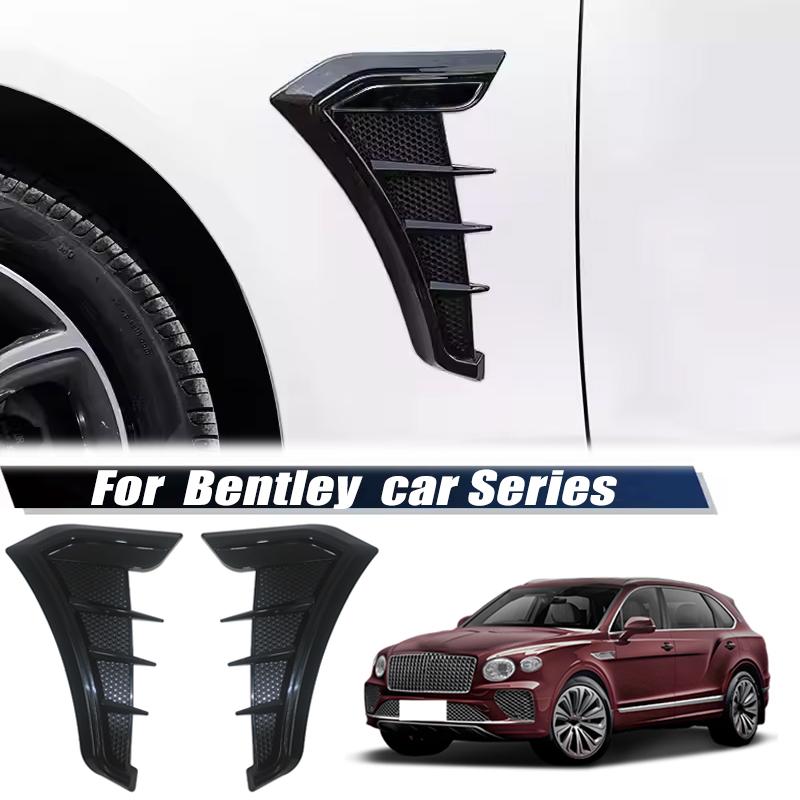 2pcs Carbon Fiber Black Car Hood Air Intake Vent Cover Stickers For Bentley Continental GT Flying Spur Bentayga Mulsanne Batur CL5