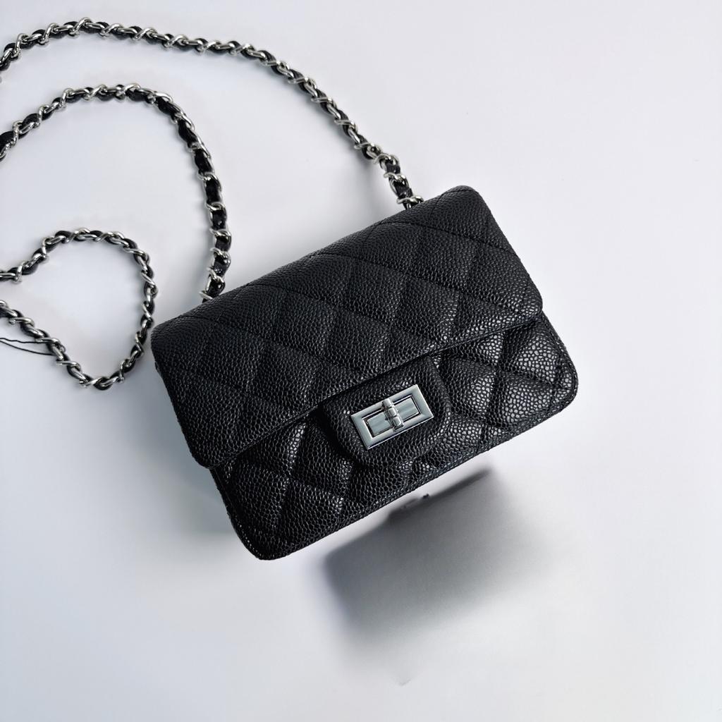 Leather Square Fatty Rhombus Chain Bag Mini Sheepskin One Shoulder Crossbody Small Square Bag Women's Versatile Mobile Phone Bag