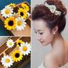 5PC Fashion Yellow Flower Hair Pin Clips U-shaped Hair Clips Sunflower Bridal Wedding Hair Jewelry Accessories Holiday Party