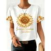 Women's Sunflower Graphic Round Neck T-Shirt Short Sleeve Casual Tops White Floral Daily Wear for Spring Summer
