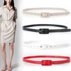 Slim Side PU Leather Belt Metal Buckle Candy Color Waistband Simple Thin Waist Belt  Party