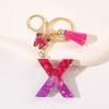 Glitter A-Z Shiny Sequin Letter Pendant Keychain Tassel Star Ball Charms Keyrings Women Bag Ornaments Car Trinket Accessories