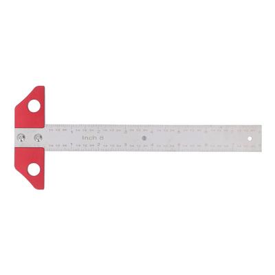 T Square Ruler 8in Drawing Metal Woodworking Layout Measuring Scriber Metric Imperial Scale for