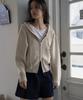 DEHEVE Two-Way Hood Zip-Up Knit [Beige]