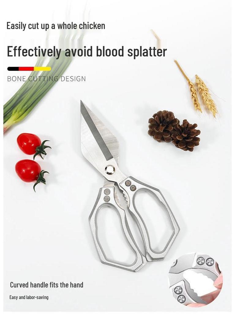 Multifunctional Kitchen Scissors: Aluminum Handle, Ideal for Poultry, Bones, and Fish