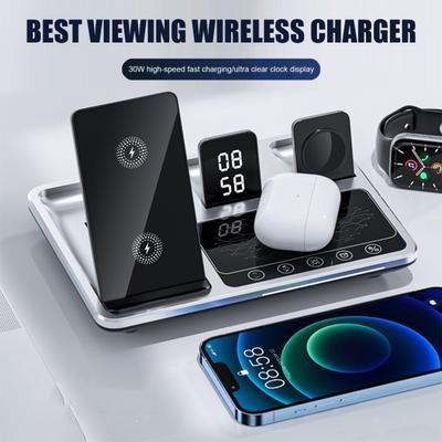 4 In 1 Wireless Charger Stand with Alarm Clock & Night Light
