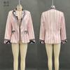 Cross-border Best-selling Women's Bohemian Style European and American Color-block Striped Blazers