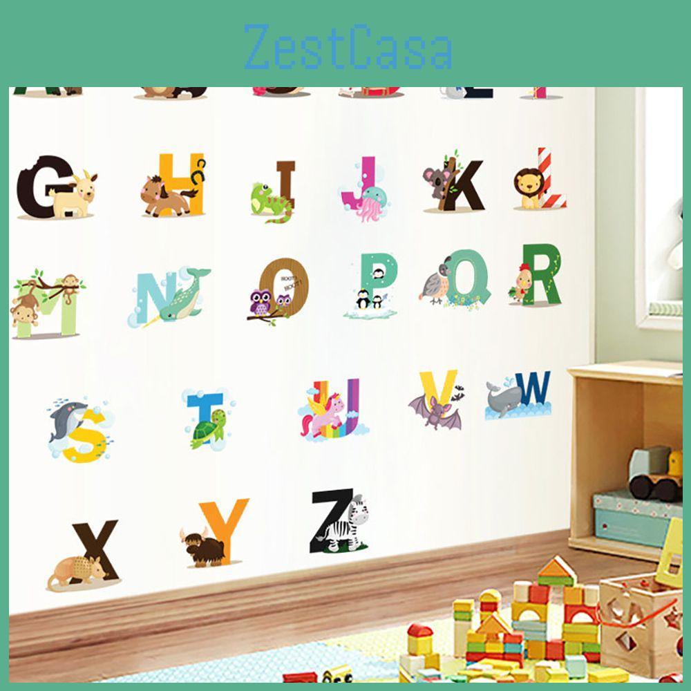Pvc Material Jungle Wildlife Wall Sticker 3pcs Set With 26 Letters