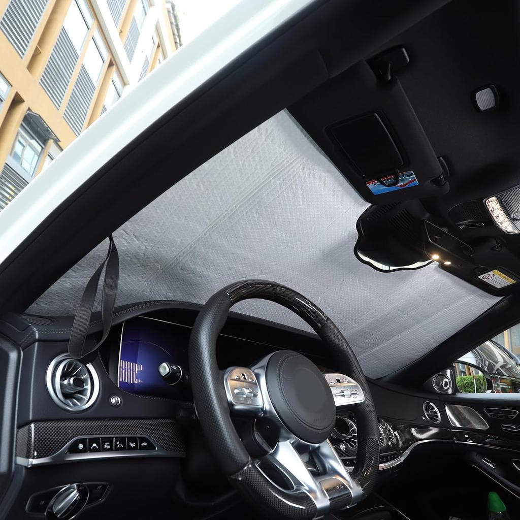 Windshield Sunshade for Mercedes Benz S-Class W222 2014-2020 Front Window Sun Shade Foldable Reflective Sun Visor Custom Sunscreen UV Blocker Privacy