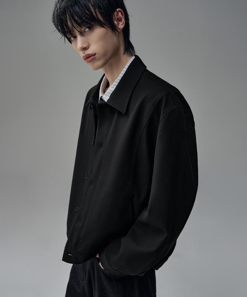 Draw Fit Dove Wool Minimal Line Jacket [Black]