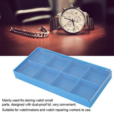 Portable 8 Grid Watch Parts Storage Box Plastic Material Watch Parts Organizer Watchmaker Repairing Tools Parts Organization