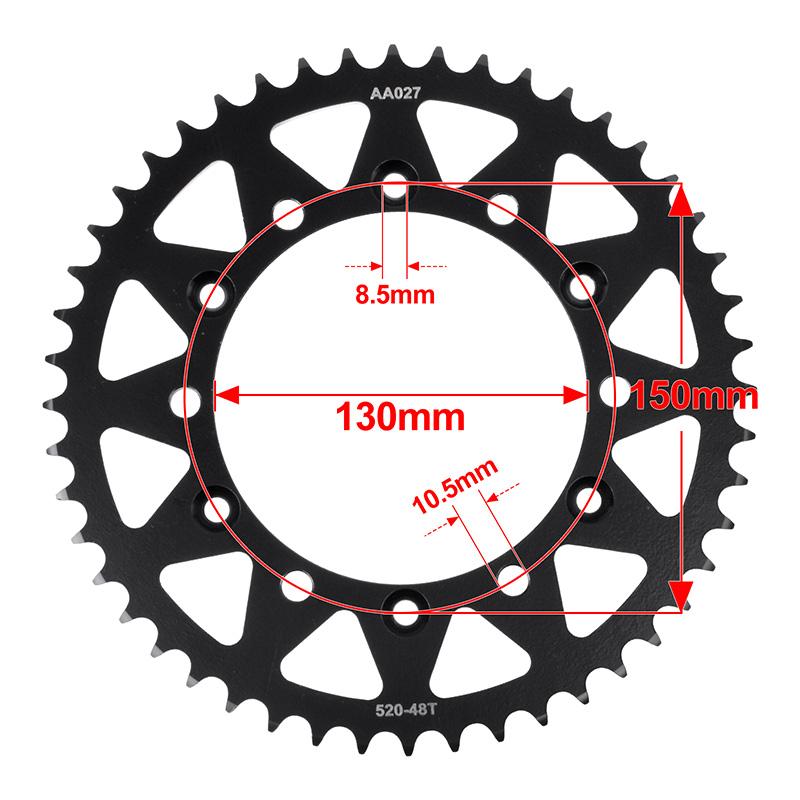 525 46T 48T 49T 50T 51T Rear Sprocket Gear Wheel for Yamaha FZ6R XJ6 YZ125 TT-R230 WR250 YZ250 YZ400 WR400F YZ426 WR450 YZ450