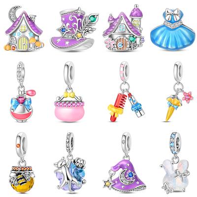 Charm Copper Luminous Magic House WitchS Hat Princess Dress Beads Fits Genuine Bracelet DoItYourself Jewellery Birthday Gifts