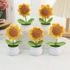 Handmade Crochet Sunflowers Potted Stuffed Plants Finished Woven Bouquet Home Desktop Decor Christmas Graduation Gifts