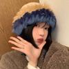 Autumn and Winter Women's Rabbit Fur Knitted Hat Warm Wool Hat  Korean Style Sweet and Cute Plush Ear Protecting Headband Hat
