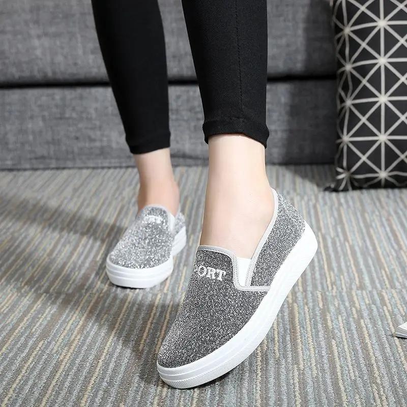 Fashion Flat Slip On Ladies Shoes Black Loafers Canvas Women Footwear Walking A New In Daily Routine Autumn High Quality And Low Price