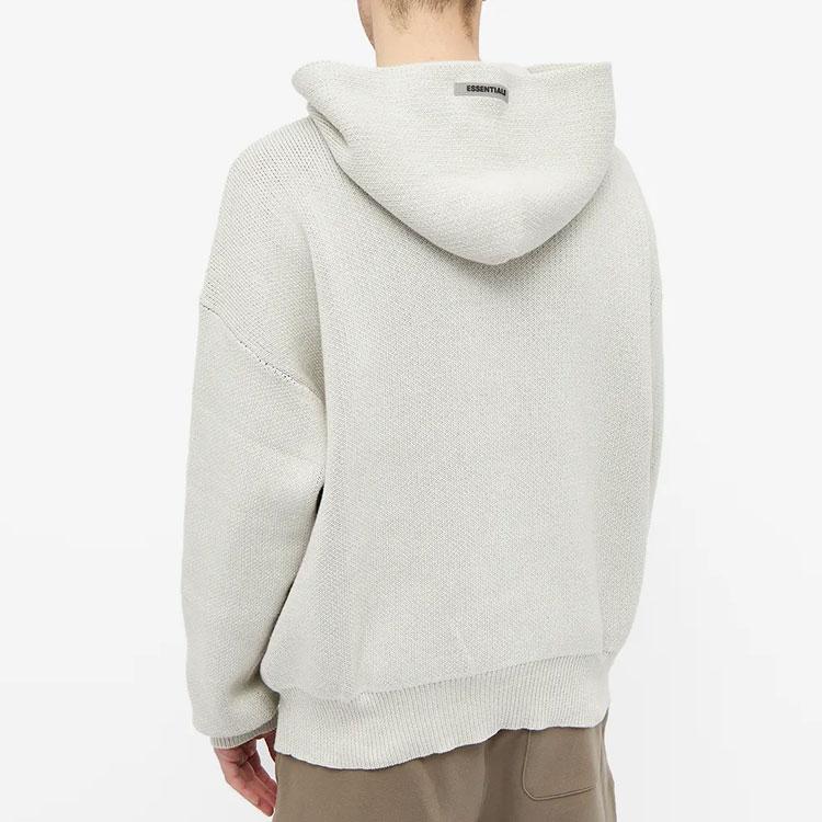 Fear of God Essentials Fall/Winter 2021 Knit Hoodie With Logo Men Tops Light-Heather-Oatmeal FOG-FW21-101