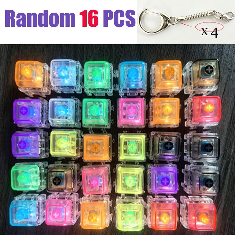 LED zelfbouw toetsenbord sleutelhanger Fidget speelgoed kristallen clicker sensorisch speelgoed stressverlichting toetsenbord sleutelhanger volwassenen kinderen speelgoed.