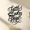 Faith Love Hope Metal Wall Art Black Iron Typography Floral Accent Home Decor Gift