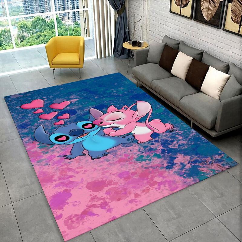 Cute S-Stitch Cartoon Non-Slip Area Rug for Living Room,Bedroom,Playroom,Soft Carpet Floor Mat Home Decor Rug Kids Room Gift