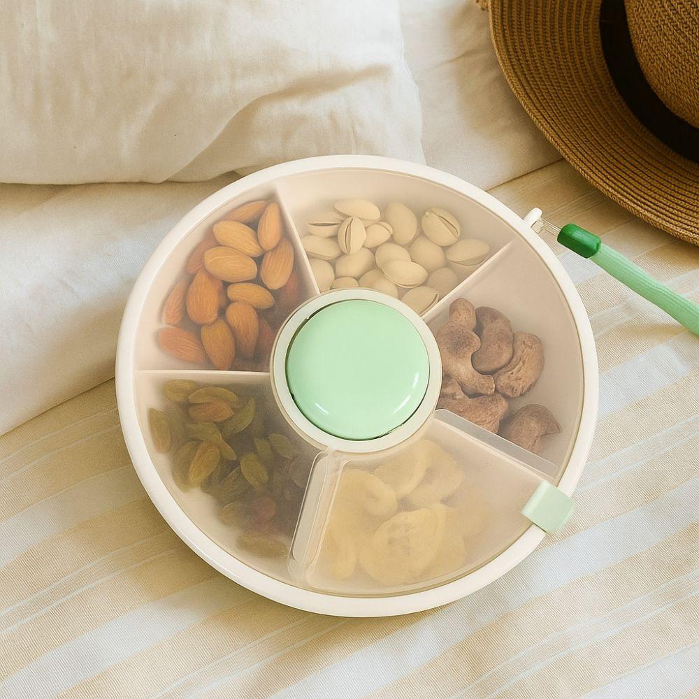 5 Compartments Snack Spinner Portable Snack Storage Box Dry Fruit Tray Sealed Fruit Tray  Car Rides