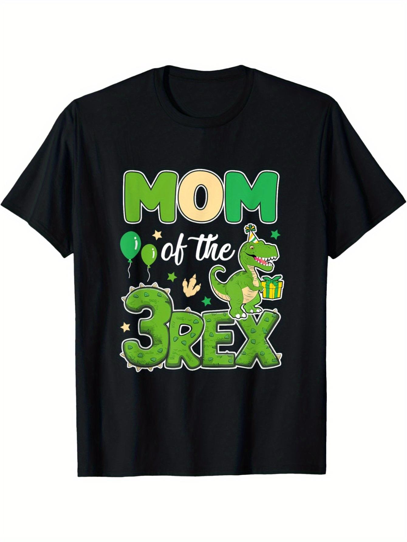 

Matching Family Dinosaur T-Shirt - Mom of 3 Rex Dinosaurs & Balloon Print Tee M