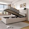 Lit simple - MUVOE - 90x200 cm - Tête de lit avec recharge USB - Coffre de rangement - Métal