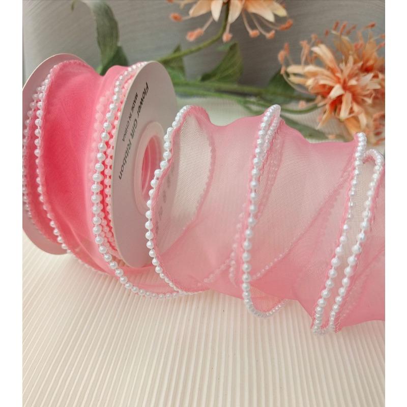 10yards Roll Solid Color Organza Ribbon Wavy Edge Fishtail Ribbon For Flower Bouquet Gifts Packaging Wedding Party Decorations