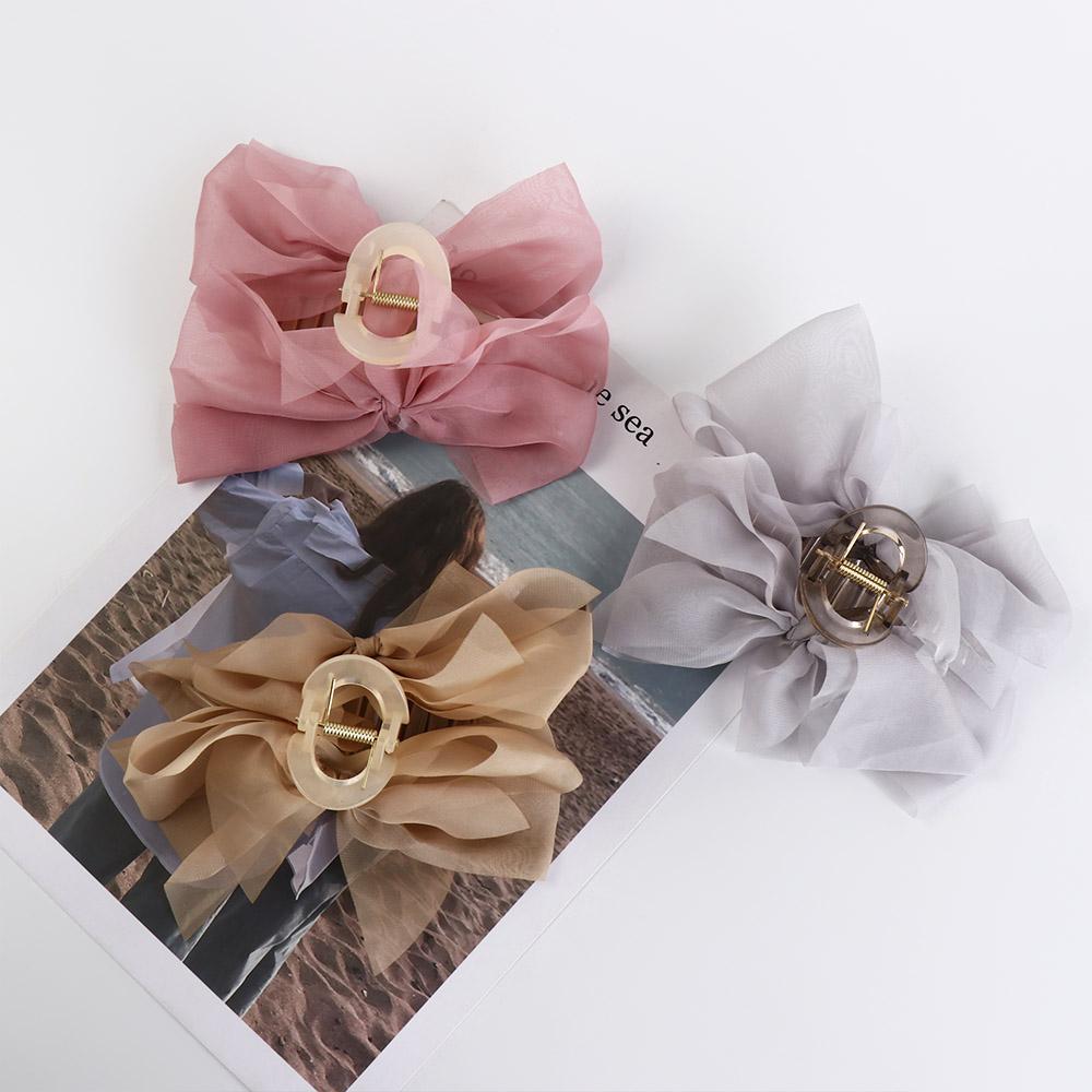 Headdress Large Hairpin Bowknot Mesh Korean Shark Clip Women Hair Clip Hair Crab Clip Bow Hair Claw