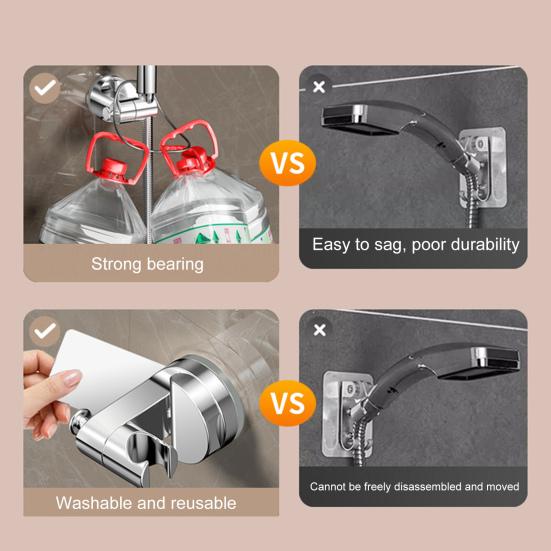 Shower Base Bracket with Hook Design Strong Adhesive Waterproof Handheld Shower Base Holder Replacement