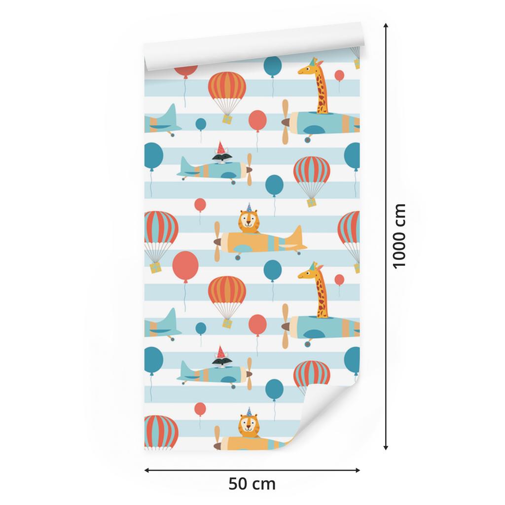 Wallpaper Balloons planes animals for living room and bedroom 50x1000