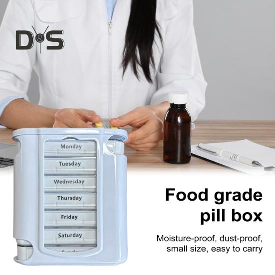 Pillendose, Medikamenten-Aufbewahrungsbox mit mehreren Fächern, BPA-frei, wasserdicht, feuchtigkeitsbeständig, wöchentliche Pillenbox